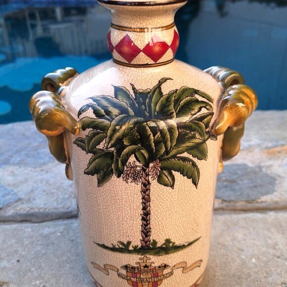 Interesting Vintage Chinese Porcelain Musa Paradisiaca Hand Painted Vase - Picture 5 of 10